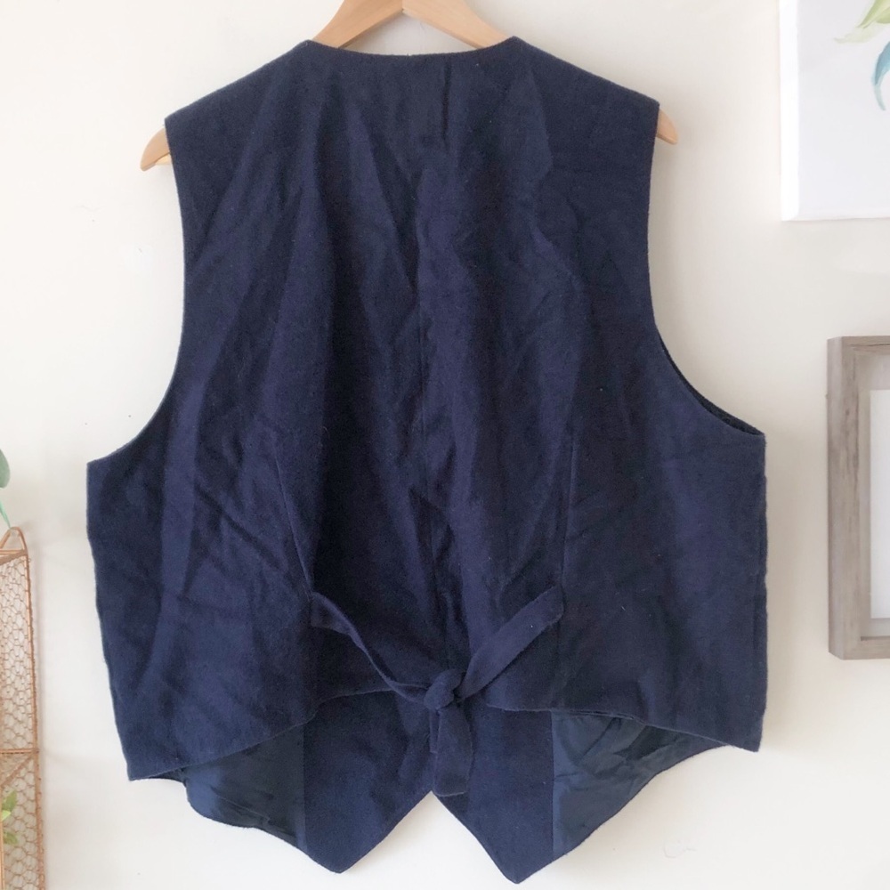 Karen Scott Vintage Christmas Snowman Navy Blue Felt Vest 2X Plus Size Winter - Picture 3 of 13